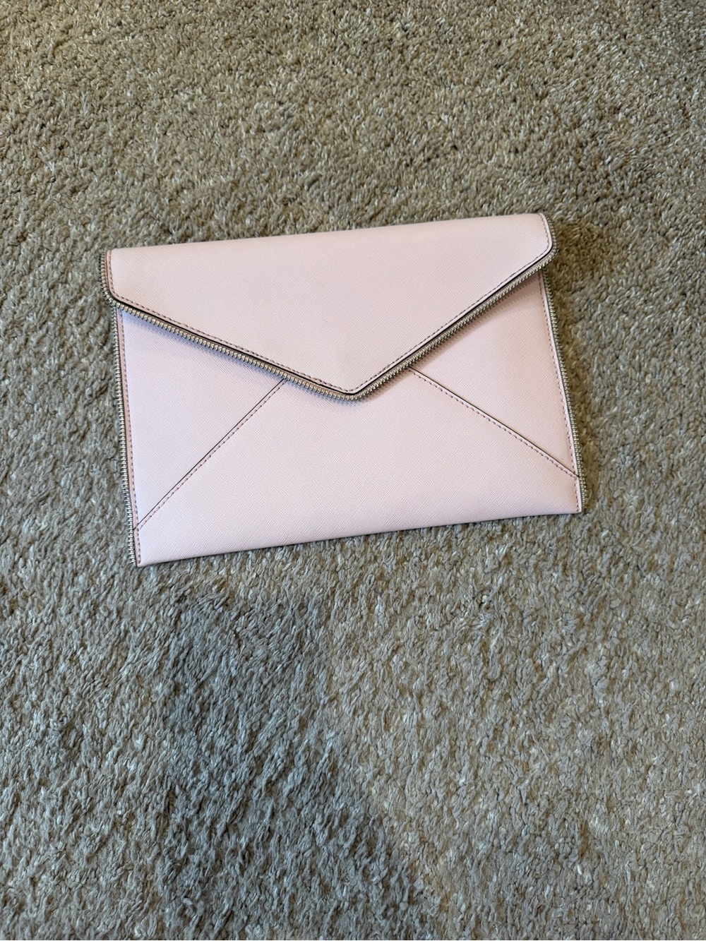Rebecca Minkoff Soft Pink Envelope Clutch with Textured Finish